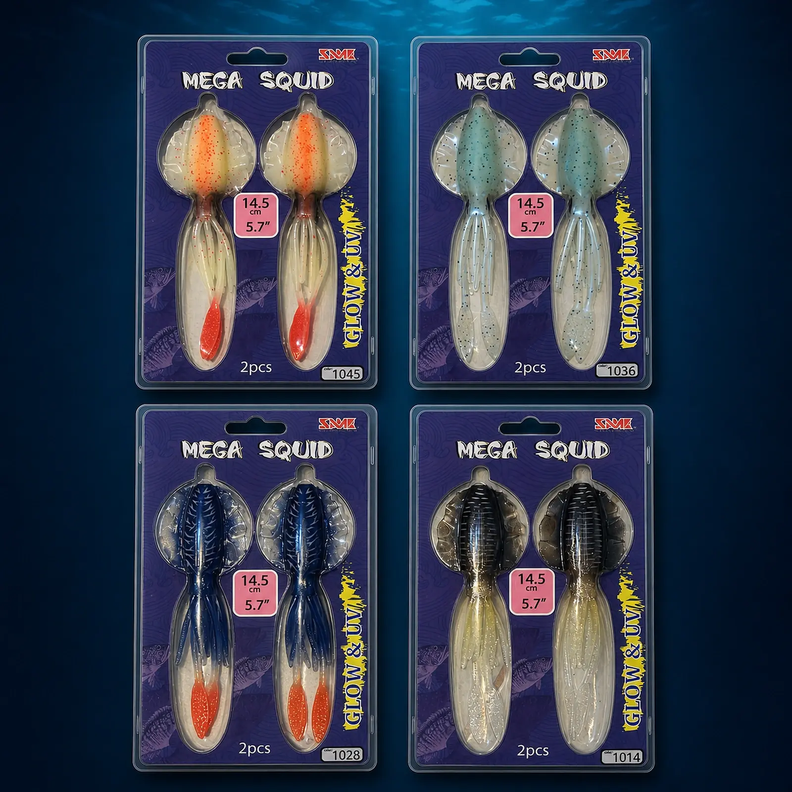 SAME MEGA Squid 14,5cm 5.7'' 2pcs Glow UV